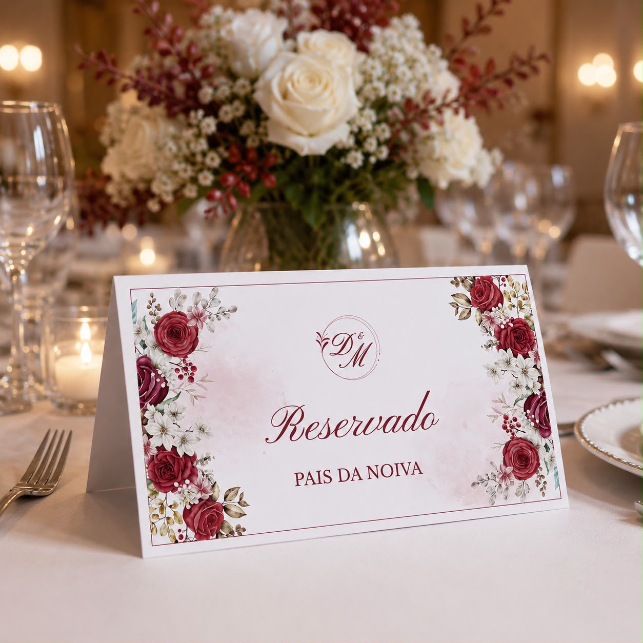 Plaquinha de Reservado para casamento